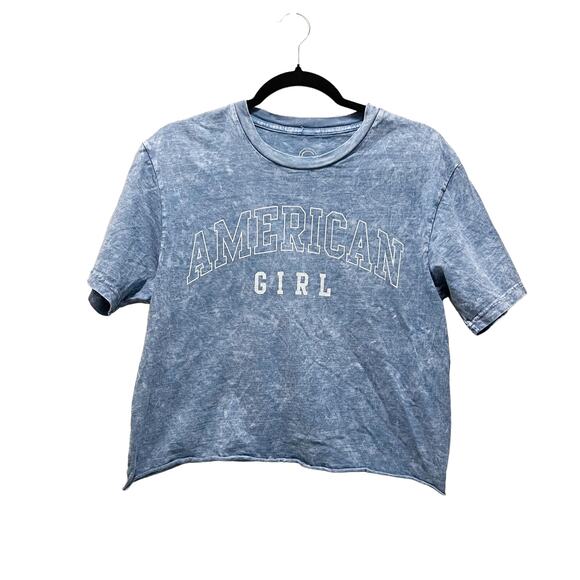 Social Culture Tops - Social Culture American Girl Blue Tie Dye Cropped Short Sleeve T-Shirt Size S